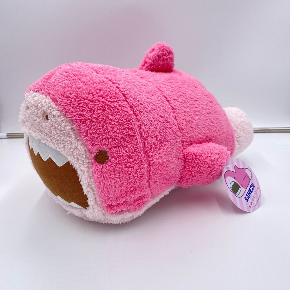 Samezu Jaggy Pink Sakura Shark Teeth Fuzzy 15” Plush Round 1 NEW